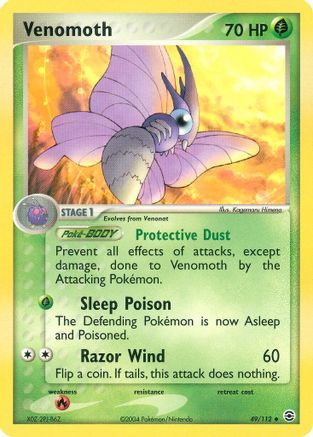 Venomoth 049 - Reverse Holofoil FireRed & LeafGreen - Uncommon