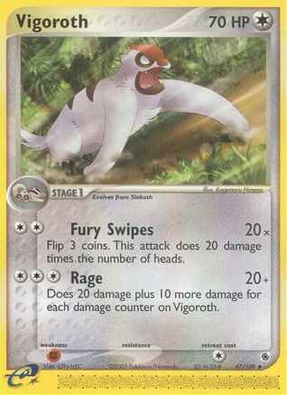 Vigoroth 047 - Reverse Holofoil Ruby and Sapphire - Uncommon