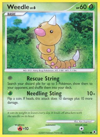Weedle 086 - Reverse Holofoil Rising Rivals - Common