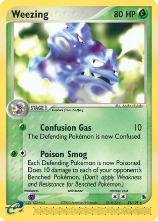 Weezing 024/109 - Reverse Holofoil Ruby and Sapphire - Rare