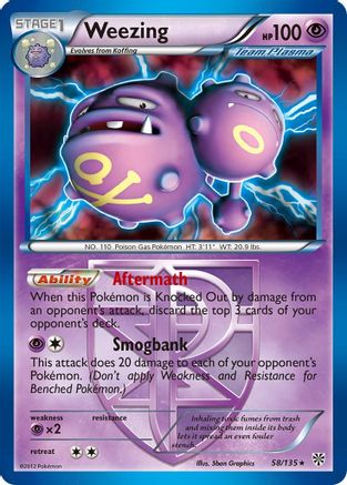 Weezing (Team Plasma) 058/135 - Reverse Holofoil Plasma Storm - Holo Rare