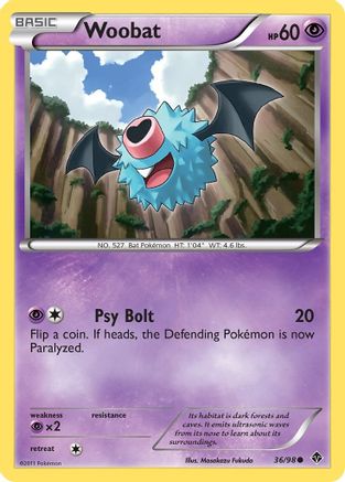 Woobat 036 - Reverse Holofoil Emerging Powers - Common