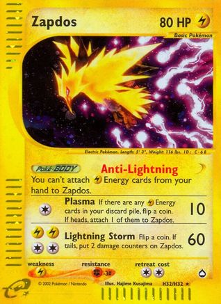Zapdos (H32) (H32) H32 - Holofoil Aquapolis - Holo Rare
