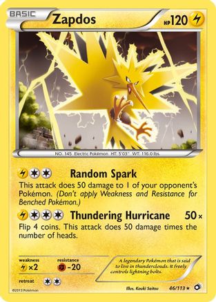 Zapdos 046/113 - Holofoil Legendary Treasures - Holo Rare