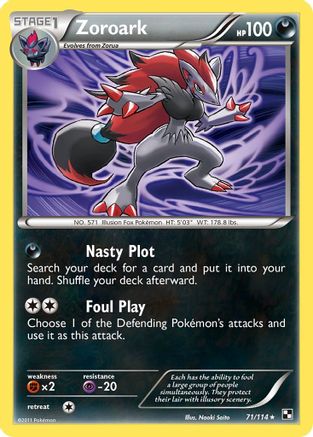 Zoroark 071/114 - Reverse Holofoil Black and White - Holo Rare