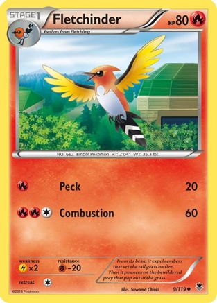 Fletchinder 009 - Reverse Holofoil XY Phantom Forces - Uncommon