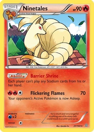 Ninetales 021/160 - Reverse Holofoil XY Primal Clash - Rare