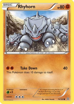 Rhyhorn 074 - Reverse Holofoil XY Primal Clash - Common