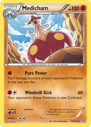 Medicham 080 - Reverse Holofoil XY Primal Clash - Holo Rare