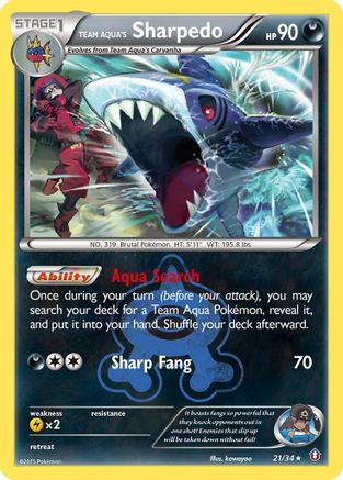 Team Aqua's Sharpedo 021/34 - Reverse Holofoil Double Crisis - Holo Rare