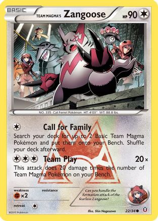 Team Magma's Zangoose 022/34 - Reverse Holofoil Double Crisis - Common
