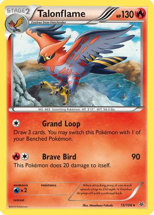 Talonflame 015/108 - Reverse Holofoil XY Roaring Skies - Rare