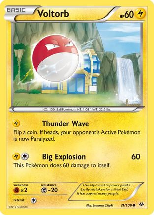 Voltorb 021/108 - Reverse Holofoil XY Roaring Skies - Common