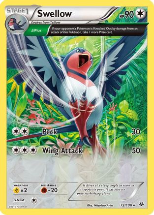 Swellow (72 Delta) (72 Delta) 072/108 - Reverse Holofoil XY Roaring Skies - Holo Rare