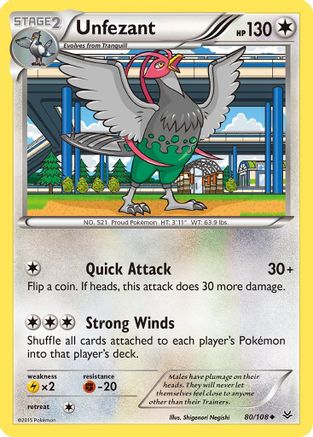 Unfezant (80) (80) 080 - Reverse Holofoil XY Roaring Skies - Uncommon