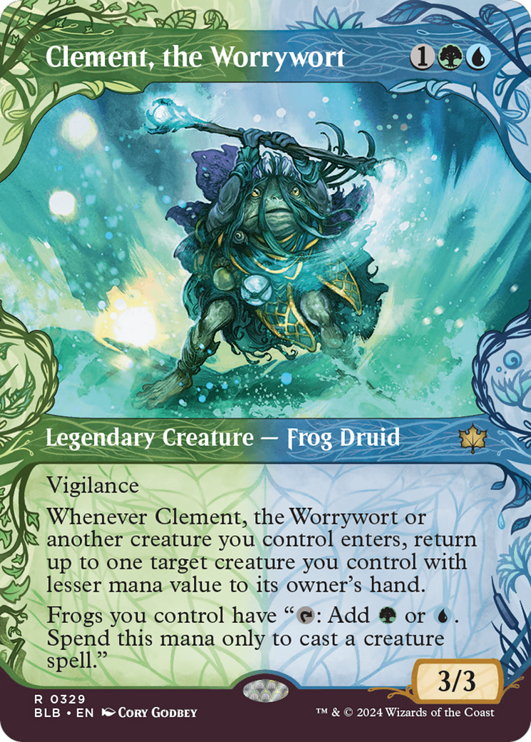 Clement, the Worrywort (Showcase) (BLB-329) - Bloomburrow: (Showcase) (Borderless) Foil