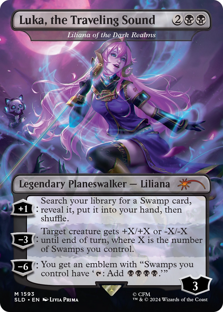 Liliana of the Dark Realms (SLD-1593) - Secret Lair Drop / Luka, the Traveling Sound (Borderless) Foil