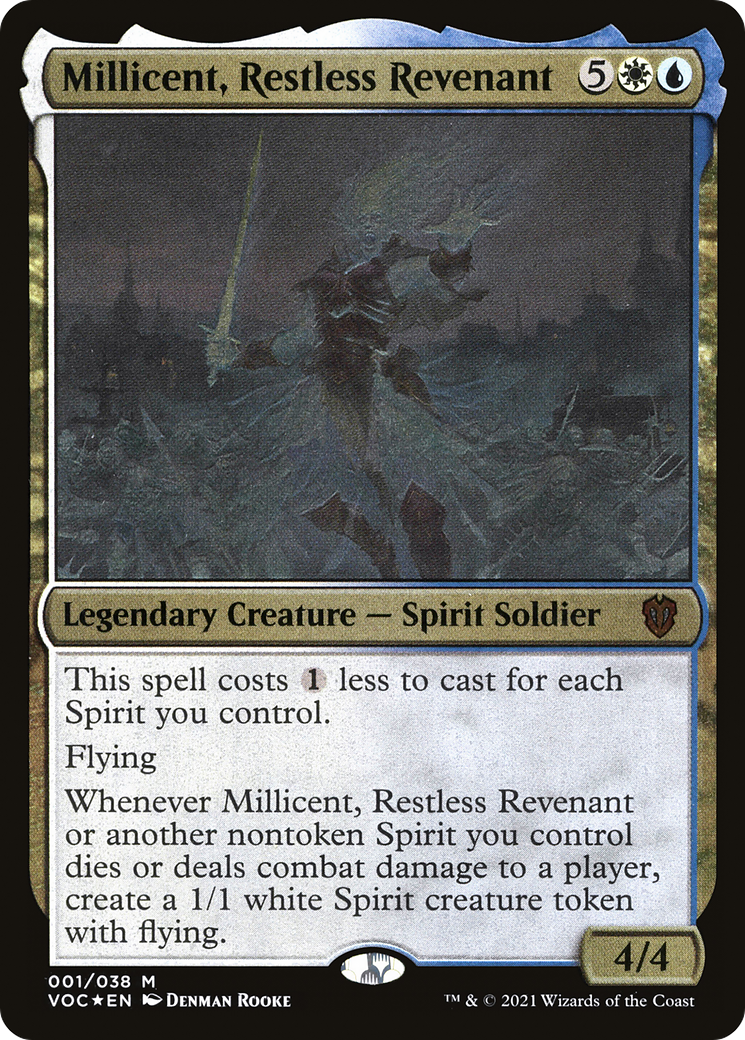 Millicent, Restless Revenant (Display Commander) - Thick Stock (VOC-001) - Crimson Vow Commander Display Commanders Etched Foil