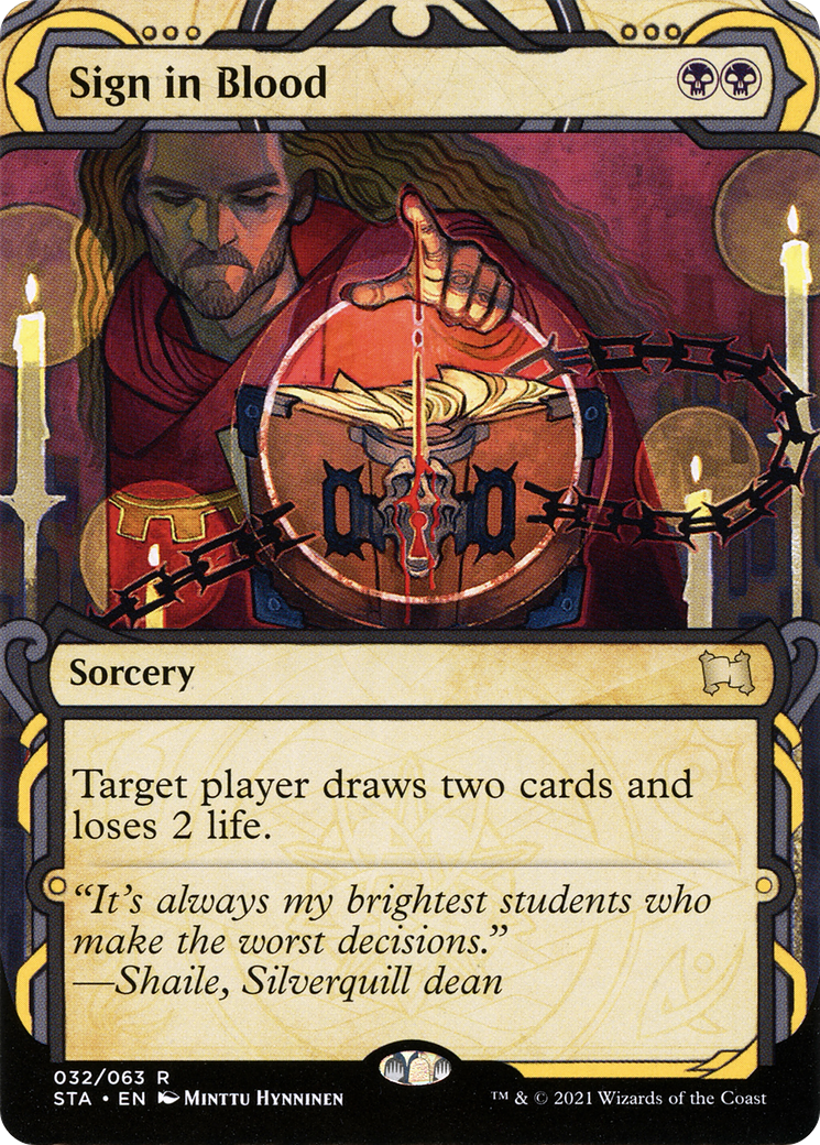 Sign in Blood (STA-032) - Strixhaven Mystical Archive: (Showcase) (Borderless) Etched Foil