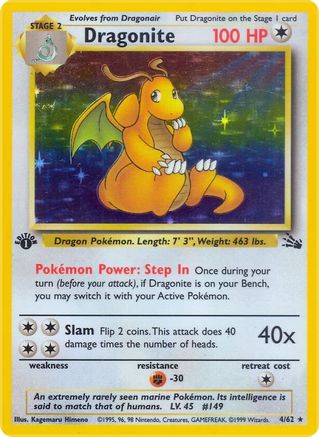 Dragonite (4) (4) 004/62  - 1st Edition Holofoil Fossil - Holo Rare