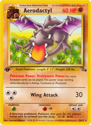 Aerodactyl (16) (16) 016/62  - 1st Edition Fossil - Rare