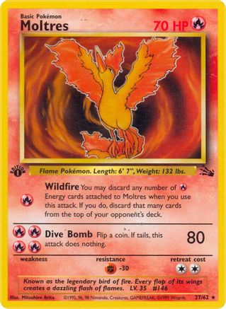Moltres (27) (27) 027/62  - 1st Edition Fossil - Rare