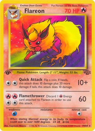 Flareon (19) (19) 019/64  - 1st Edition Jungle - Rare