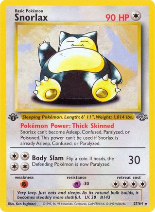 Snorlax (27) (27) 027/64  - 1st Edition Jungle - Rare