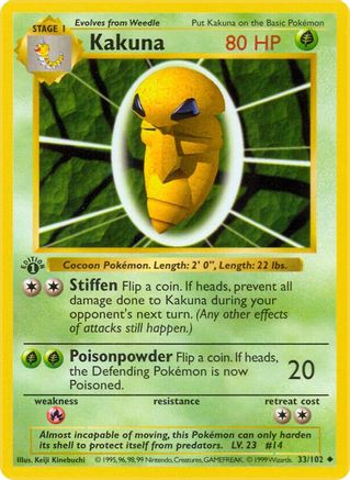 Kakuna 033/102  - Unlimited Base Set Shadowless - Uncommon