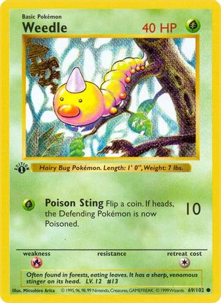 Weedle 069/102  - Unlimited Base Set Shadowless - Common