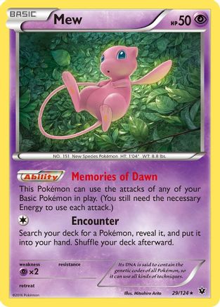 Mew 029/124  - Reverse Holofoil XY  Fates Collide - Holo Rare