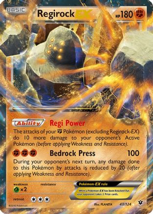 Regirock EX 043/124  - Holofoil XY  Fates Collide - Ultra Rare