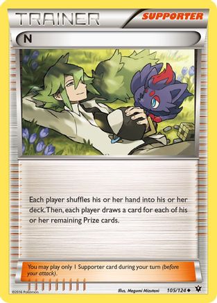 N (Supporter) 105/124  - Reverse Holofoil XY  Fates Collide - Uncommon