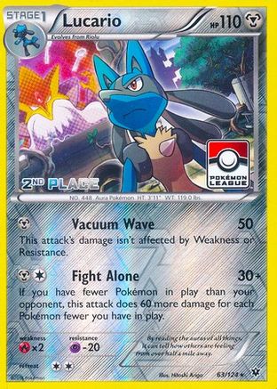 Lucario (Pokemon League) [2nd Place] 063/124  - Reverse Holofoil League & Championship Cards - Promo