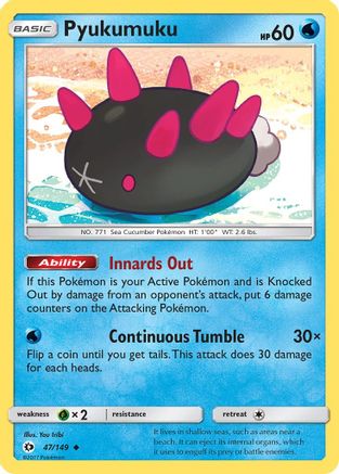 Pyukumuku 047/149  - Reverse Holofoil SM Base Set - Uncommon