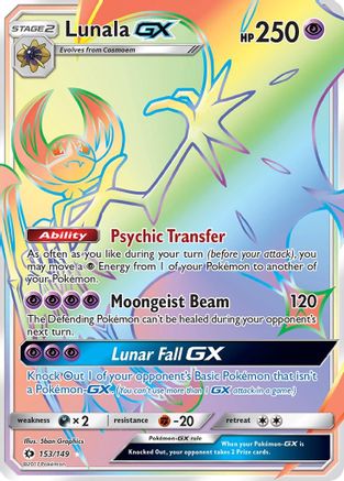 Lunala GX (Secret) 153  - Holofoil SM Base Set - Secret Rare