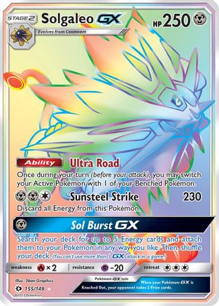 Solgaleo GX (Secret) 155/149  - Holofoil SM Base Set - Secret Rare