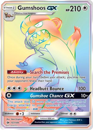Gumshoos GX (Secret) 157/149  - Holofoil SM Base Set - Secret Rare