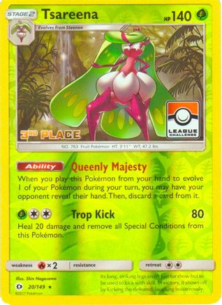 Tsareena (League Challenge) [3rd Place] 020/149  - Reverse Holofoil League & Championship Cards - Promo