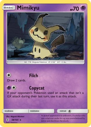 Mimikyu 058/145  - Reverse Holofoil SM  Guardians Rising - Holo Rare