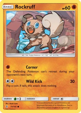 Rockruff 073/145  - Reverse Holofoil SM  Guardians Rising - Common