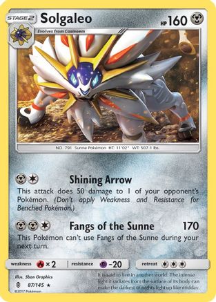 Solgaleo 087/145  - Reverse Holofoil SM  Guardians Rising - Rare