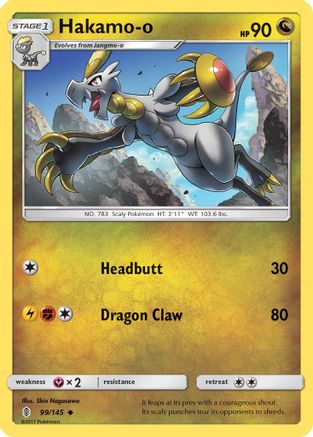 Hakamo-o 099/145  - Reverse Holofoil SM  Guardians Rising - Uncommon