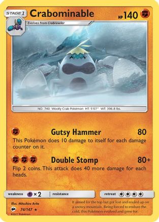 Crabominable 074  SM  Burning Shadows - Rare