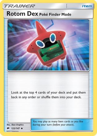 Rotom Dex Poke Finder Mode 122/147  - Reverse Holofoil SM  Burning Shadows - Uncommon