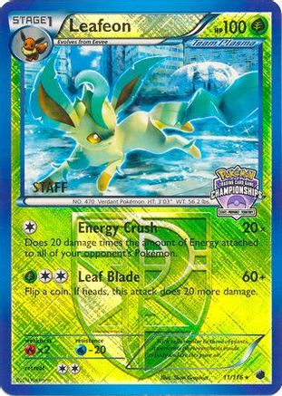 Leafeon (State Championships) [Staff] 011/116  - Reverse Holofoil League & Championship Cards - Promo