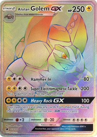Alolan Golem GX (Secret) 113  - Holofoil SM  Crimson Invasion - Secret Rare
