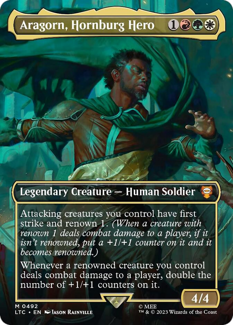Aragorn, Hornburg Hero (Borderless) (LTC-492) - Tales of Middle-earth Commander (Borderless)