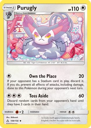 Purugly 109/156  SM  Ultra Prism - Uncommon