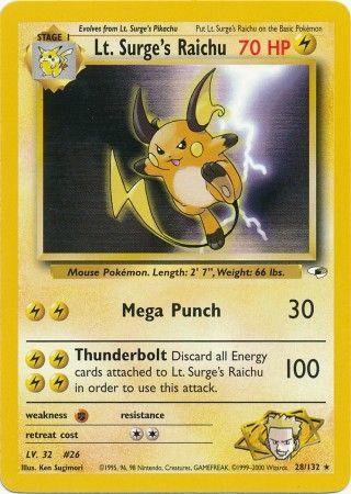 Lt. Surge's Raichu 028/132  - Unlimited Gym Heroes - Rare